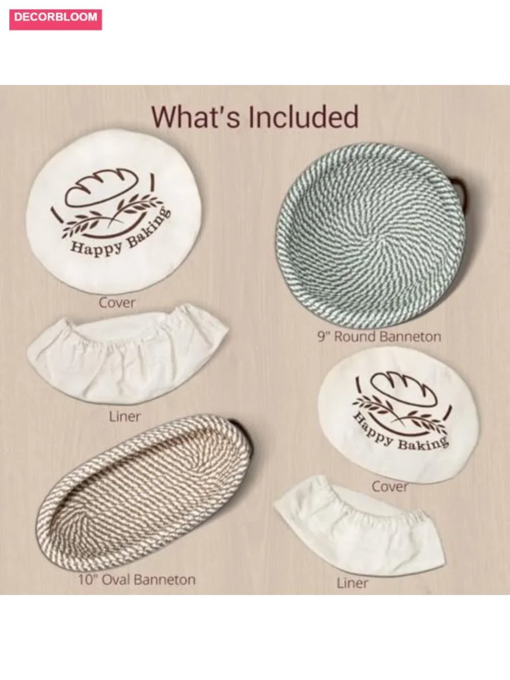 Sourdough Banneton Proofing Basket Set 9